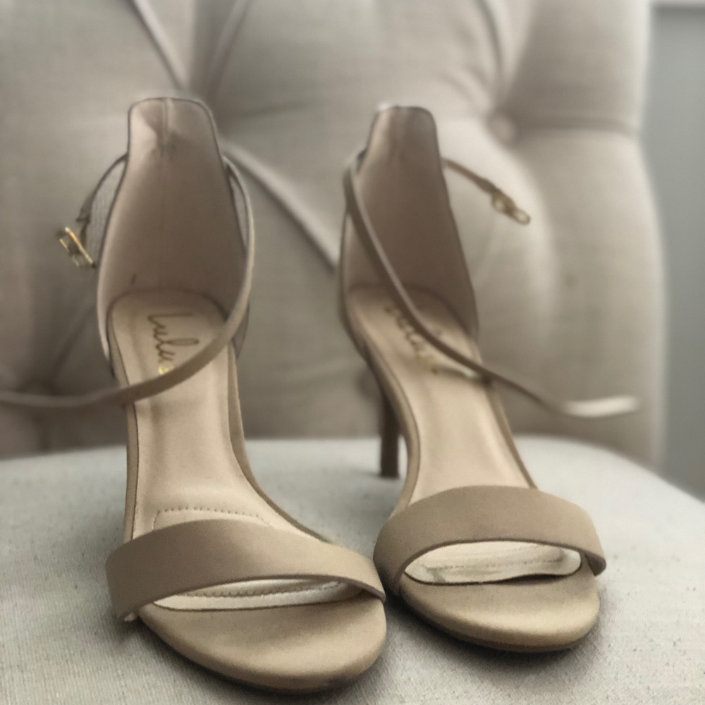 Lulus NUDE NUBUCK ANKLE STRAP HEELS